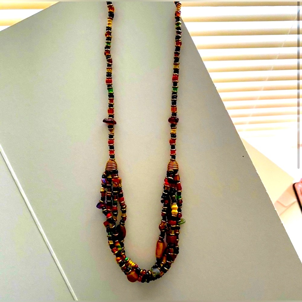 NWOT Handmade Brown Beaded Necklace from Kenya.